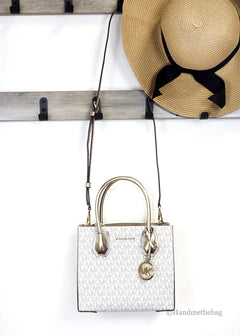 Michael Kors Mercer Medium Pale Gold Messenger Crossbody Bag